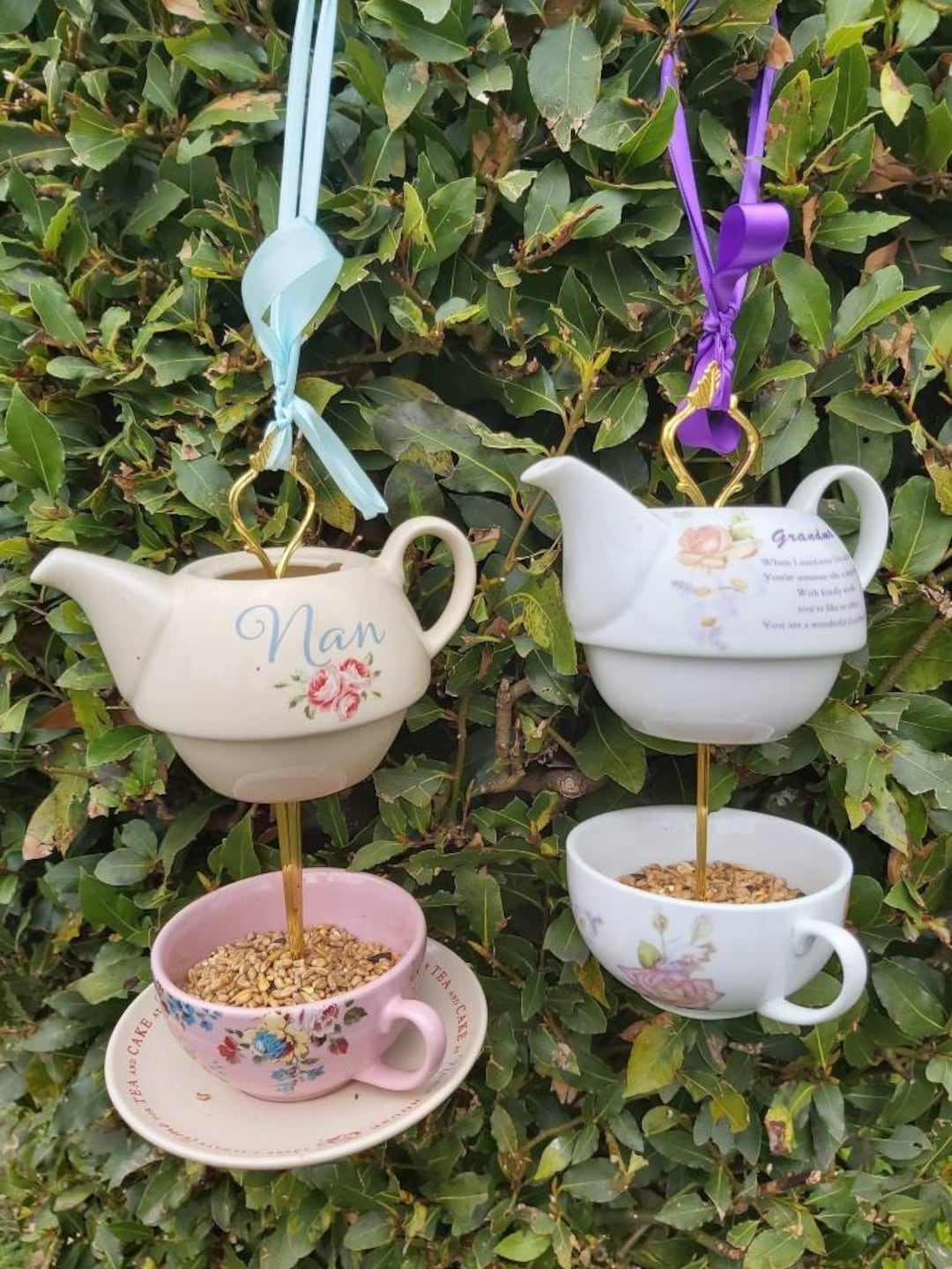 Teacup Bird Feeder Teapot Bird Feeder Choose Nan or Grandma Etsy UK