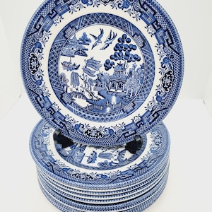 Churchill Blue Willow side/tea/bread and butter plate. Ten available.