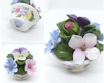 Vintage Aynsley Flower Figurine, Wild Tudor, November Violet, Swan