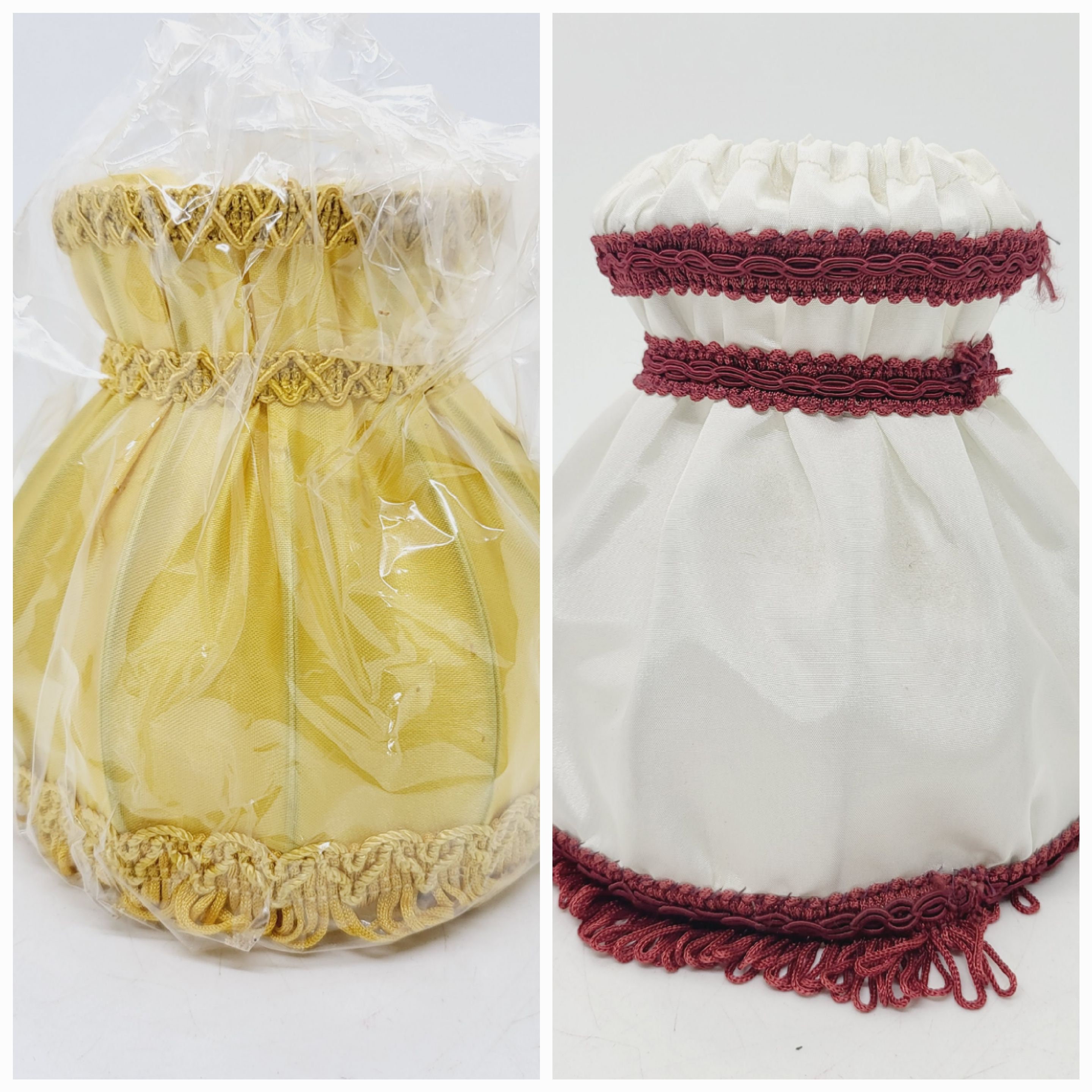 Tassel candle clip on lamp shade, cottage loaf light shade, white, burgundy or gold lamp, wall sconce, Chandelier shade, vintage home decor
