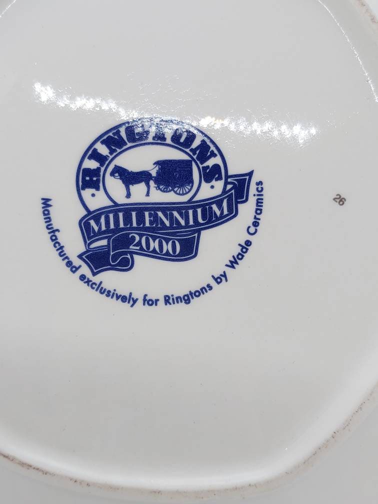 Vintage Ringtons Millennium Plate: Blue & White Castle Design