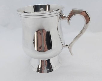 Silver plated tankard, footed stein, EPNS drinking tankard, vintage collectible