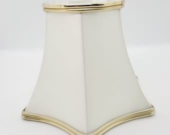 Candle clip lamp shade, white and gold clip on hexagon table lamp shade, wall sconce, chandelier shade, vintage home lighting decor