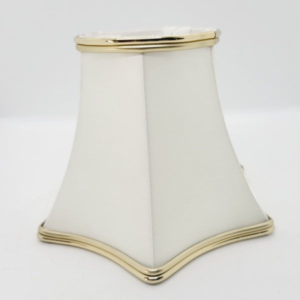 Candle clip lamp shade, white and gold clip on hexagon table lamp shade, wall sconce, chandelier shade, vintage home lighting decor