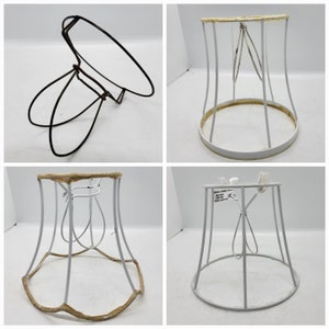 Lamp shade metal frame, candle clip on, white, half, full, scalloped, bell, hexagon, small table lamp, wall sconce, chandelier, decor crafts