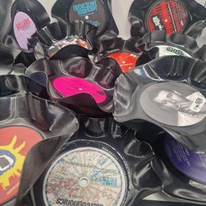 Upcycled Vinyl Record Bowl: Custom label Music Lover Gift