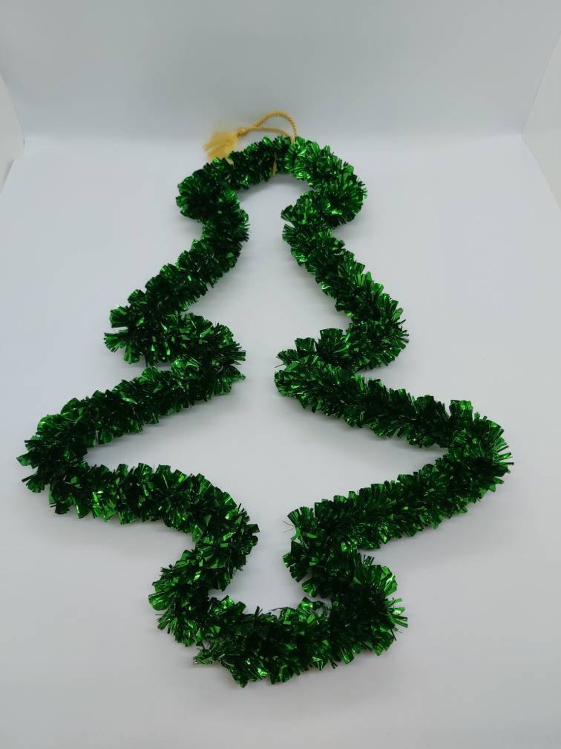Vintage Green Tinsel Christmas tree decor Christmas tree wall Etsy