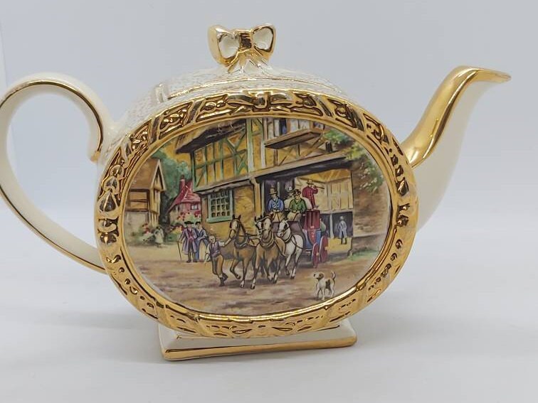 Sadler Barrel Teapot Coaching Inn Scene Teapot Collectible Etsy Australia