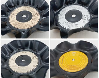 Vintage original vinyl 7inch single record repurposed bowl, The BeeGees, The Jacksons, or Stevie Wonder  music lovers gift, home party decor