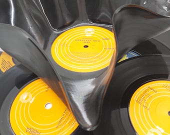 Upcycled ABBA/Grease Vinyl Record Bowl: 1970s Music Decor
