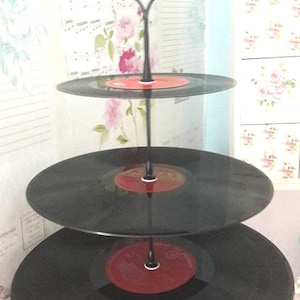 Upcycled Vinyl Record Cupcake Stand: Retro Party Decor