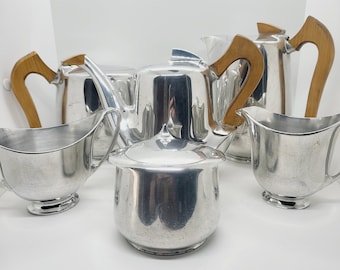 Picquot Ware Teapot: Mid-Century Modern Coffee Pot, Sugar Bowl, Milk Jug or tray
