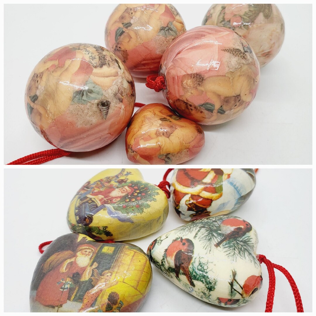 Papiermache Baubles Christmas Tree Ornaments Pink Cherub Etsy