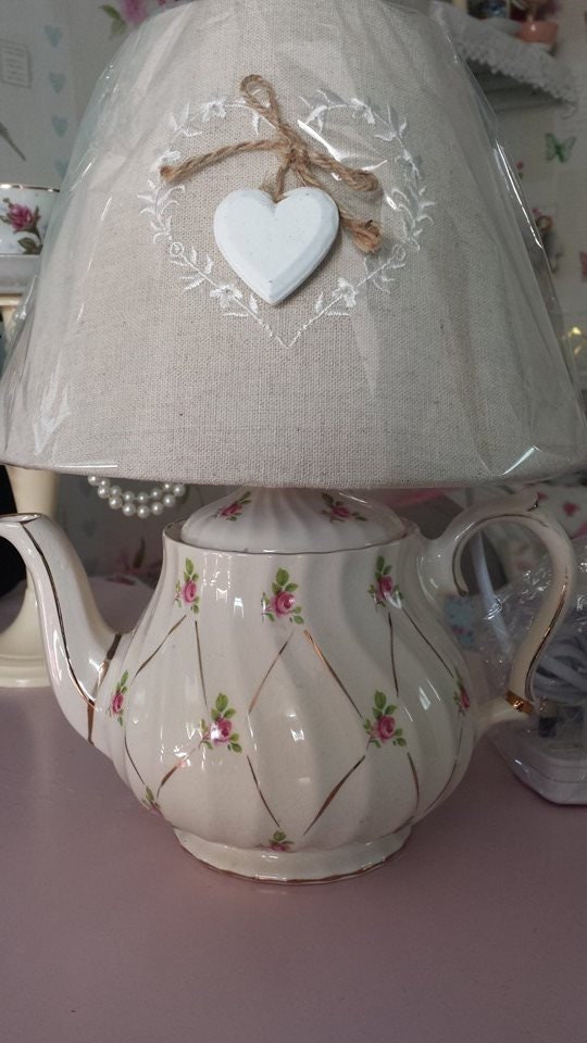 Teapot table lamp home lighting bespoke bedside light floral Etsy