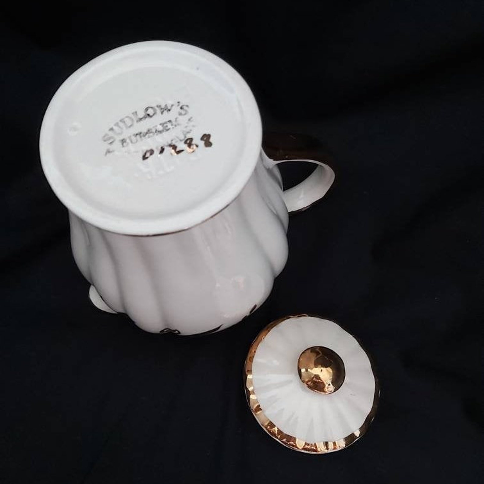 Sudlow teapot set cream and gold tea set teapot coffee pot Etsy