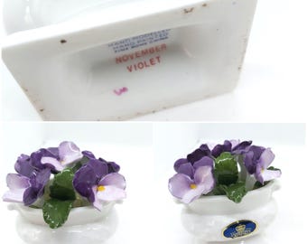 Vintage Aynsley Flower Figurine, Wild Tudor, November Violet, Swan