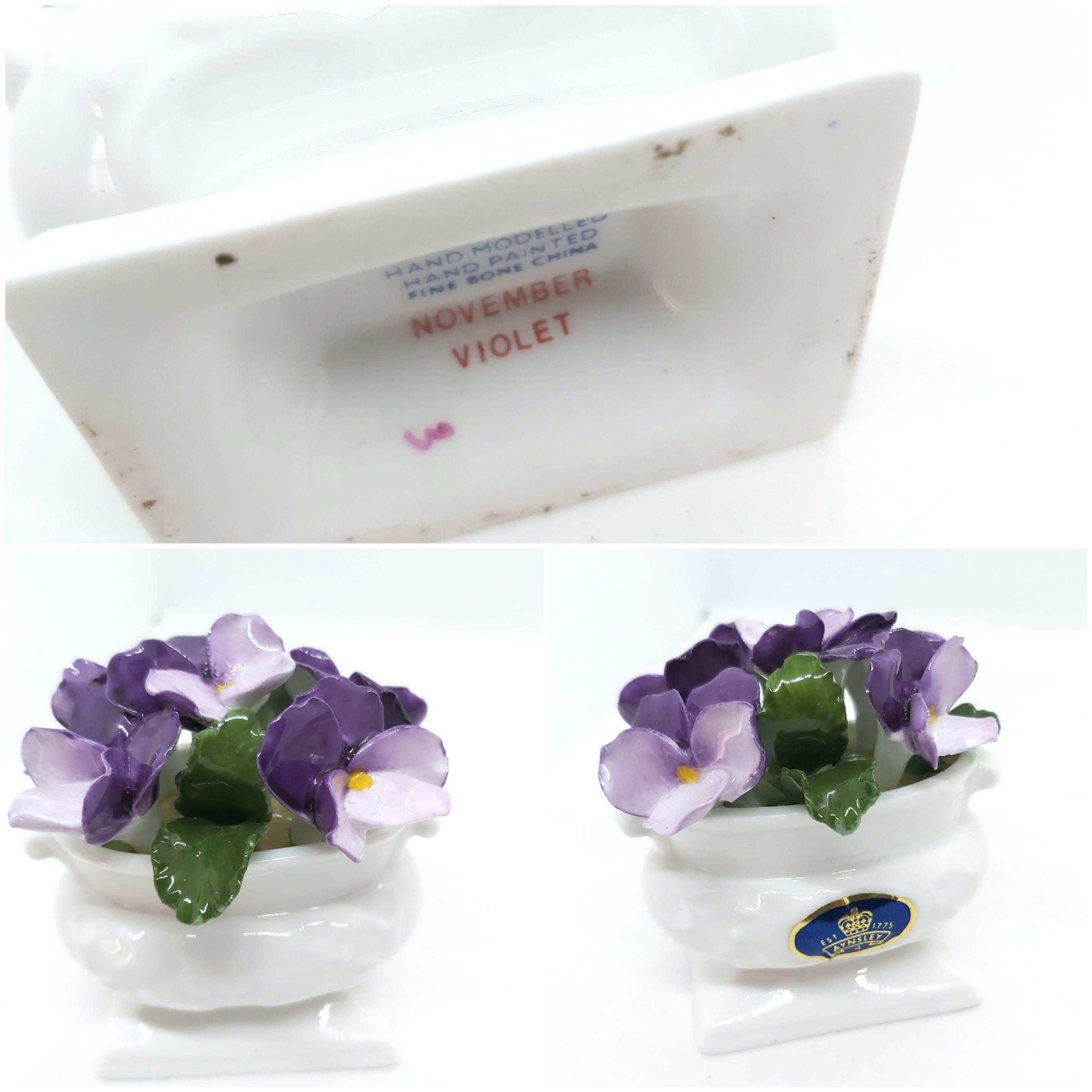 Vintage Aynsley Flower Figurine, Wild Tudor, November Violet, Swan