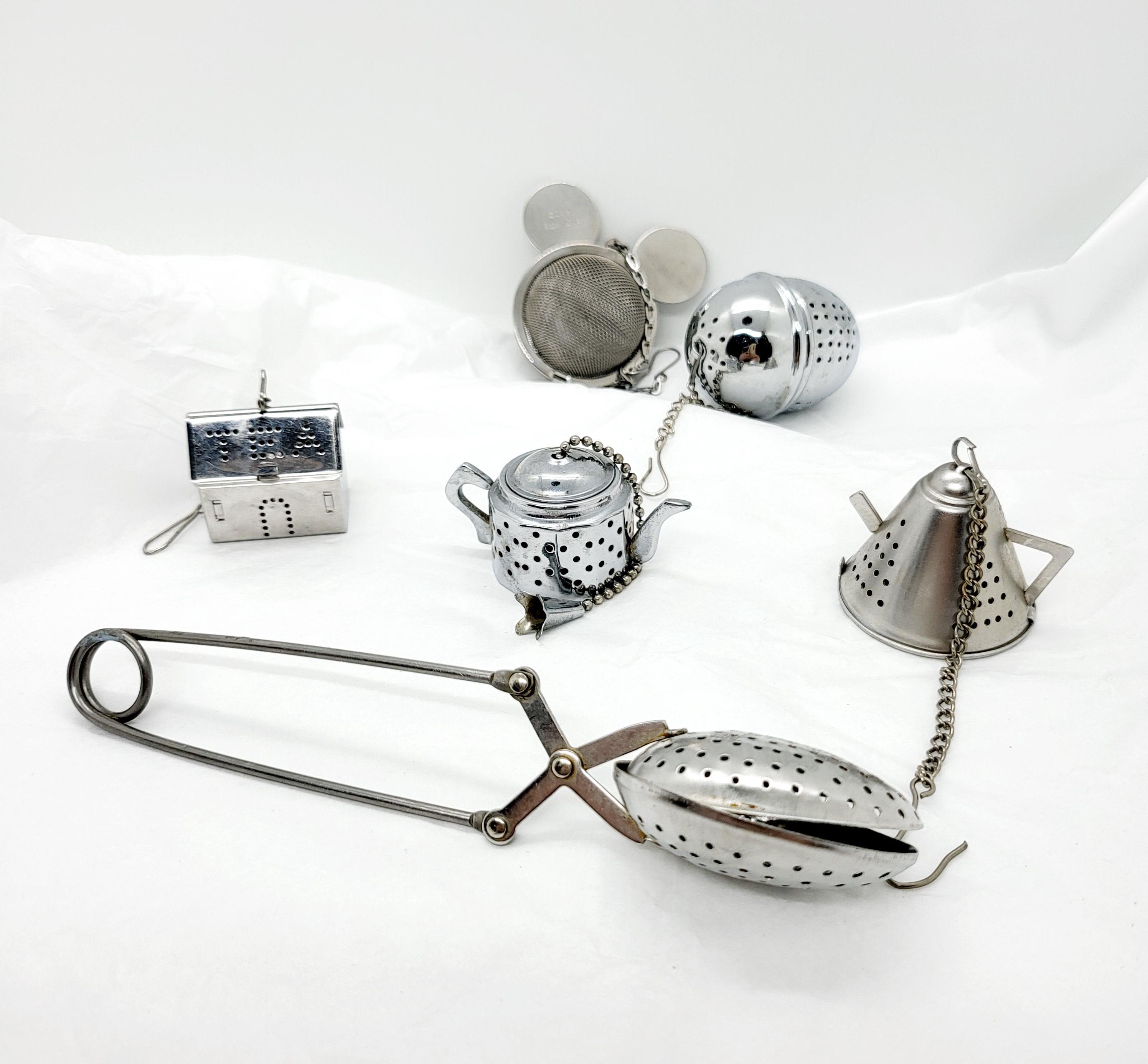 Vintage Novelty Tea Infuser: Silver Teapot, Mickey Mouse, Egg, Kettle