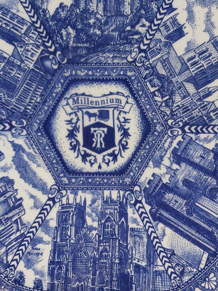 Vintage Ringtons Millennium Plate: Blue & White Castle Design