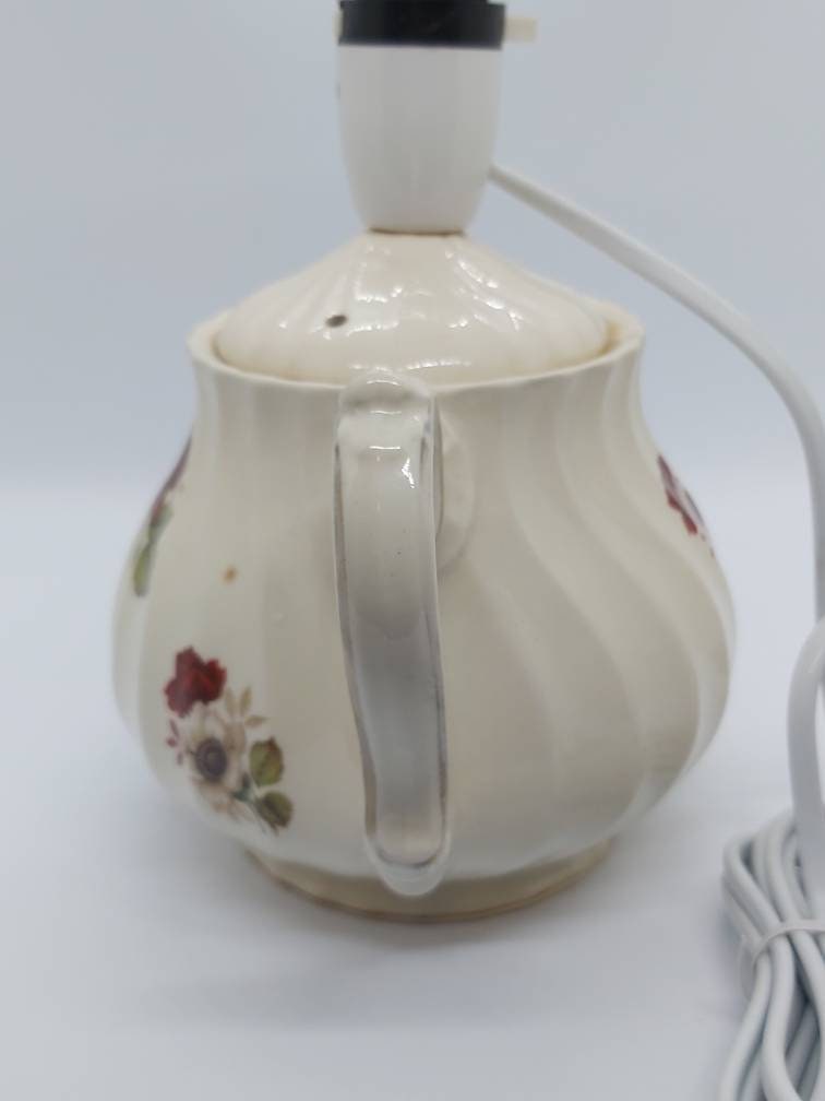 Teapot table lamp home lighting bespoke bedside light floral Etsy