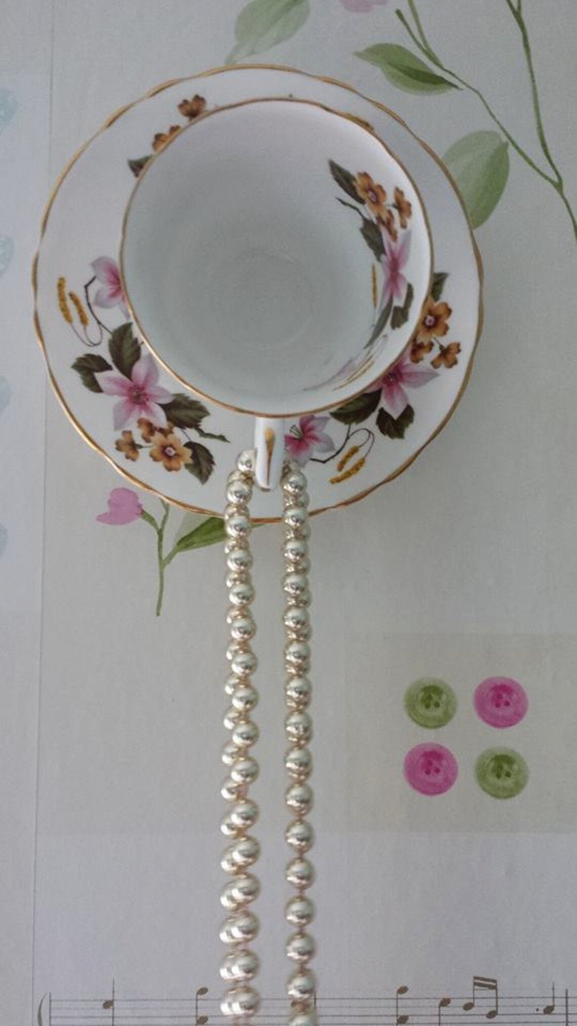 Wall mounted jewellery organiser Teacup necklace hanger wall Etsy