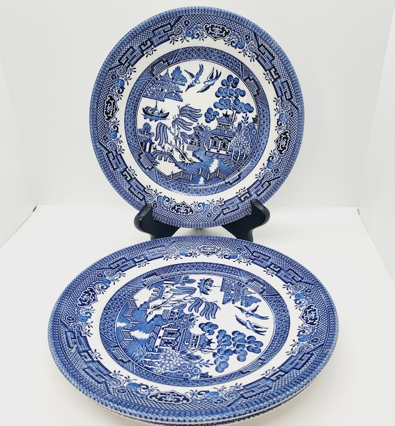 Churchill Blue Willow, salad, small portion plate. Three available.
