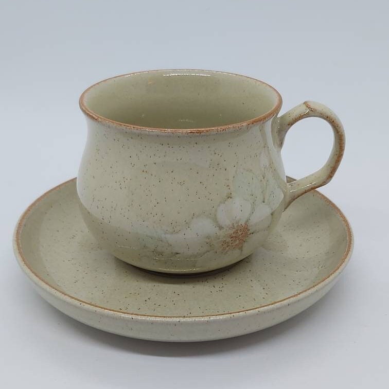 Denby cup saucer vintage set of two stoneware brown drip glaze England Drink & Barware Drinkware