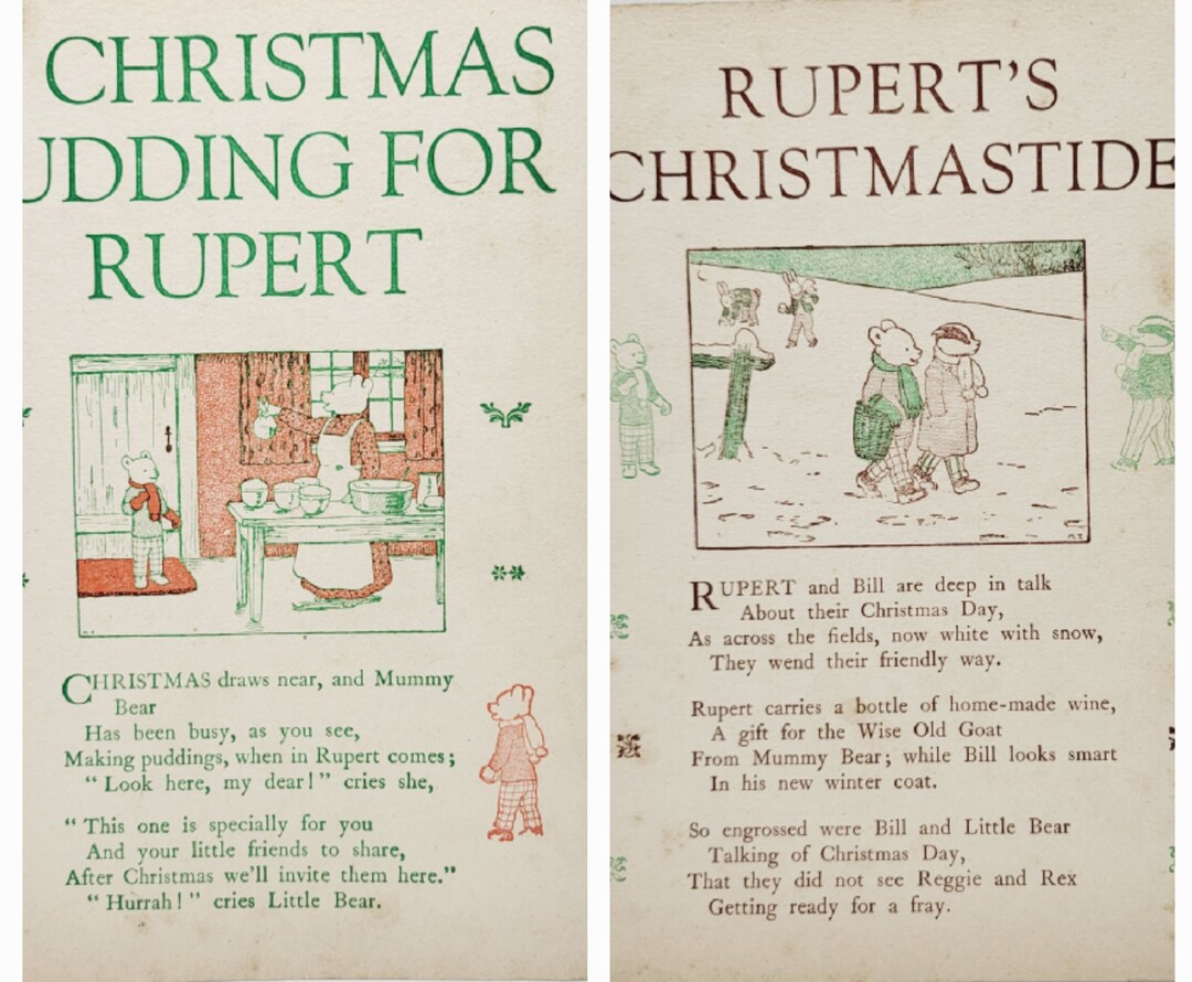 Old Rutter Book The Rupert Story Book Print, Old Book Page by Mary Tourtel, Nursery ...