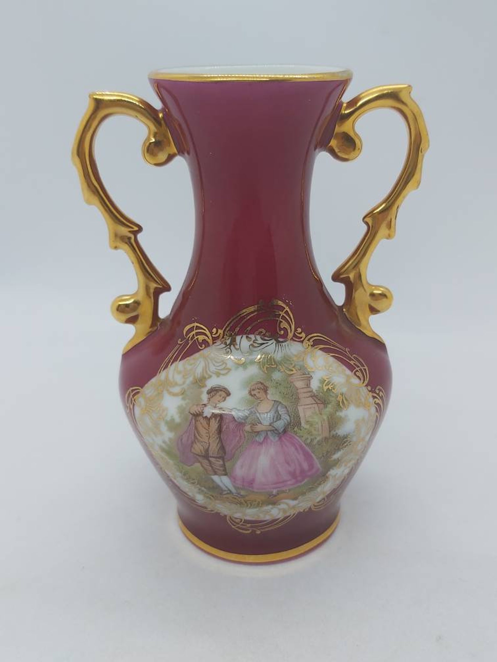 La Reine Limoges vase cerise pink gold urn fragonard style Etsy