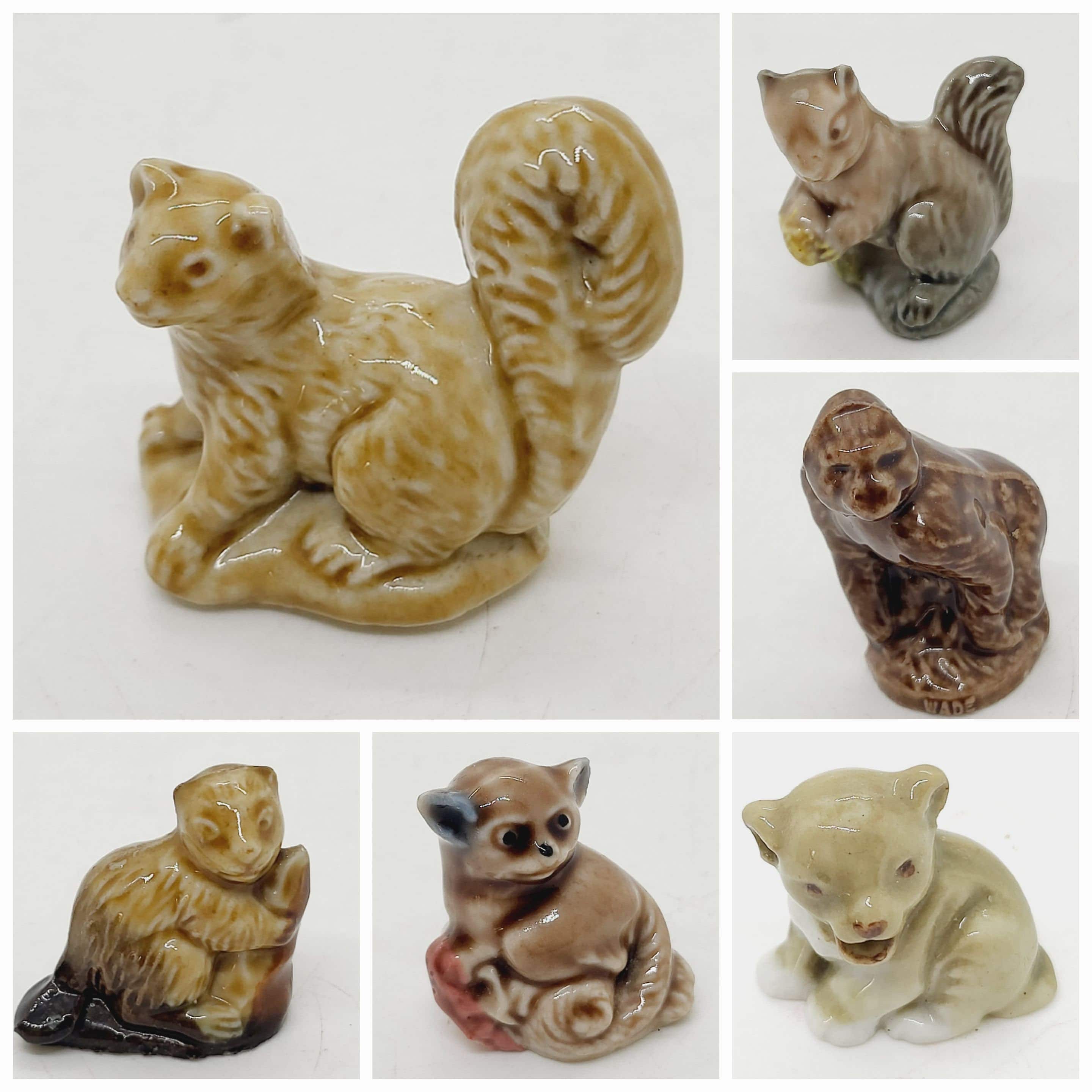 Vintage Wade Whimsies Miniature Animal Figurine: Beaver, Squirrel