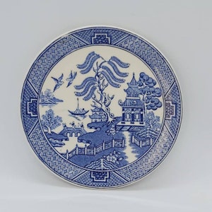 Blue Willow Staffordshire Plate: Vintage Ironstone Spoon Rest, Collectible Display