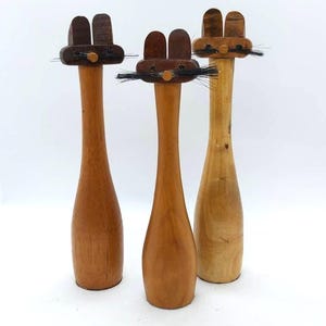 Retro Wood Cat Figurine: Mid-Century Modern Cat Lover Gift