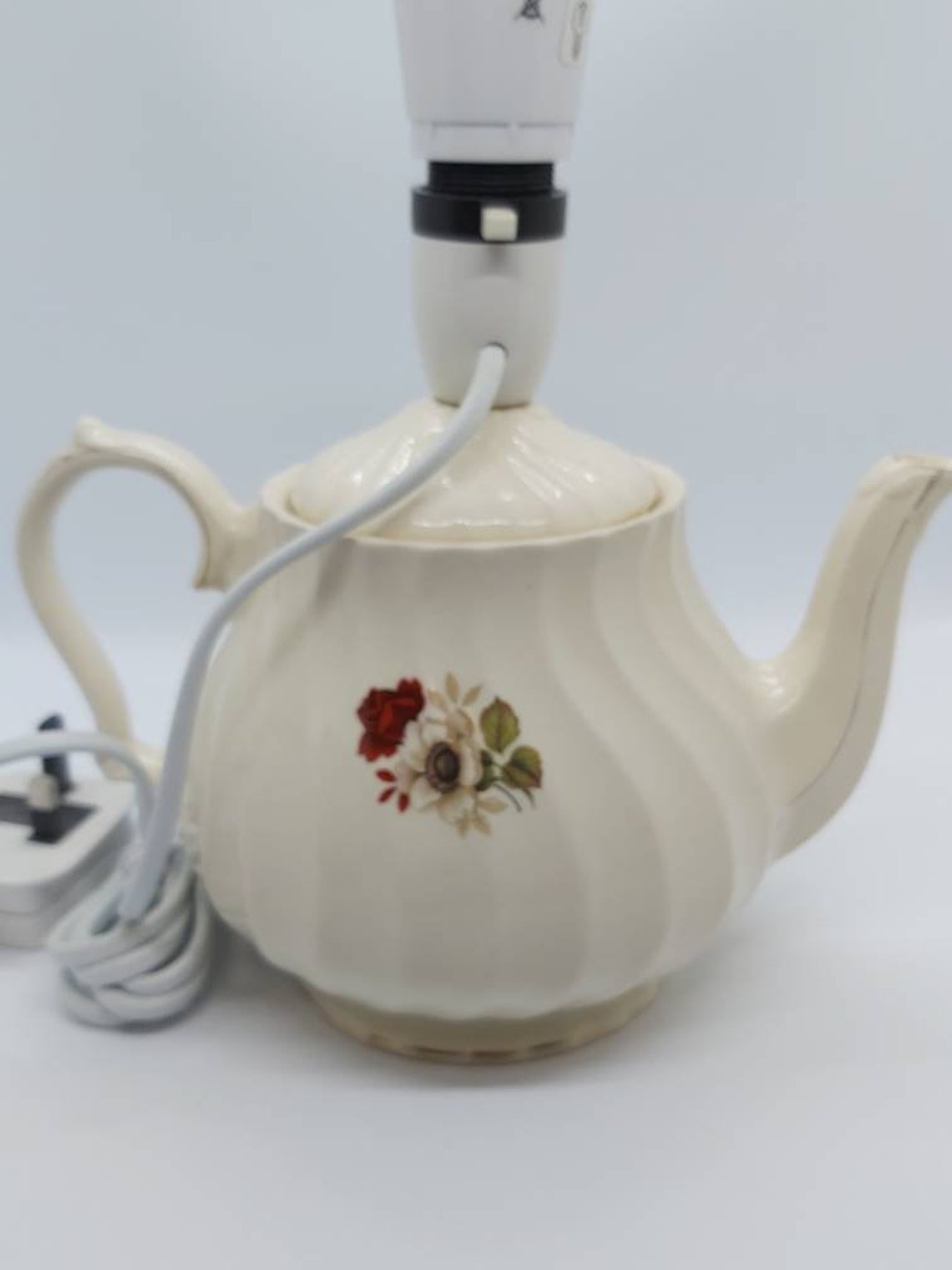 Teapot table lamp home lighting bespoke bedside light floral Etsy