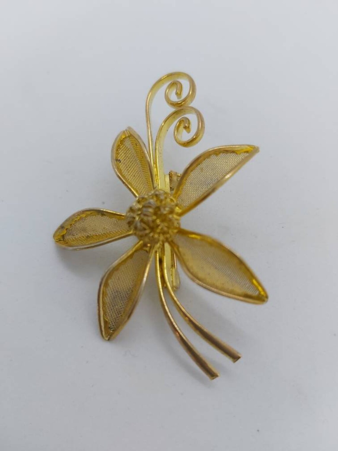 Gold tone flower brooch lapel pin coat pin dress pin jacket Etsy