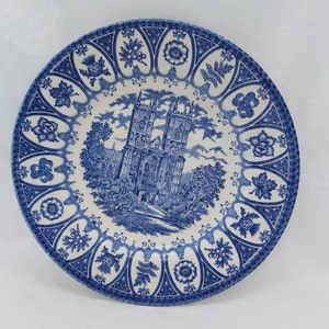 Vintage Broadhurst Westminster Abbey Plate, Queen Elizabeth Jubilee, Blue & White