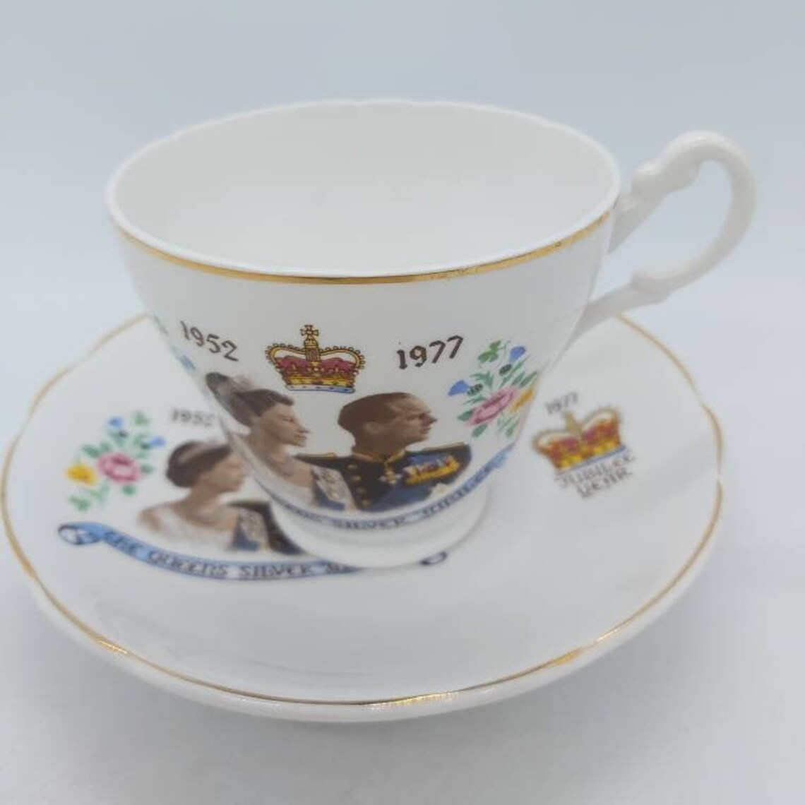 Queen Elizabeth II Silver Jubilee cup commemorative teacup Etsy