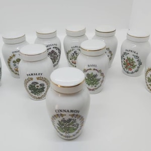 Gloria Concepts inc, Franklin Mint spice jar, porcelain lidded herb pot, vintage collectible replacement piece, country kitchen decor