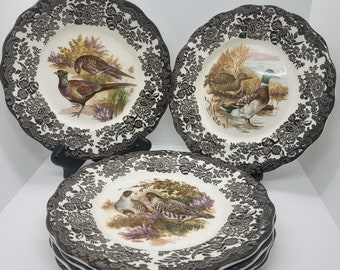 Palissy Game series bowl, dish, Oval, side, tea, Salad, small portion dinner plate, Pheasant, Mallard duck, Quail, vintage collectibles