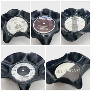 Upcycled LP 7-Zoll-Schallplatte, 18,8 x 18,8 cm Schallplatten-Schale, Musik-Thema-Geschenk, Kylie Minoque oder The Pretenders