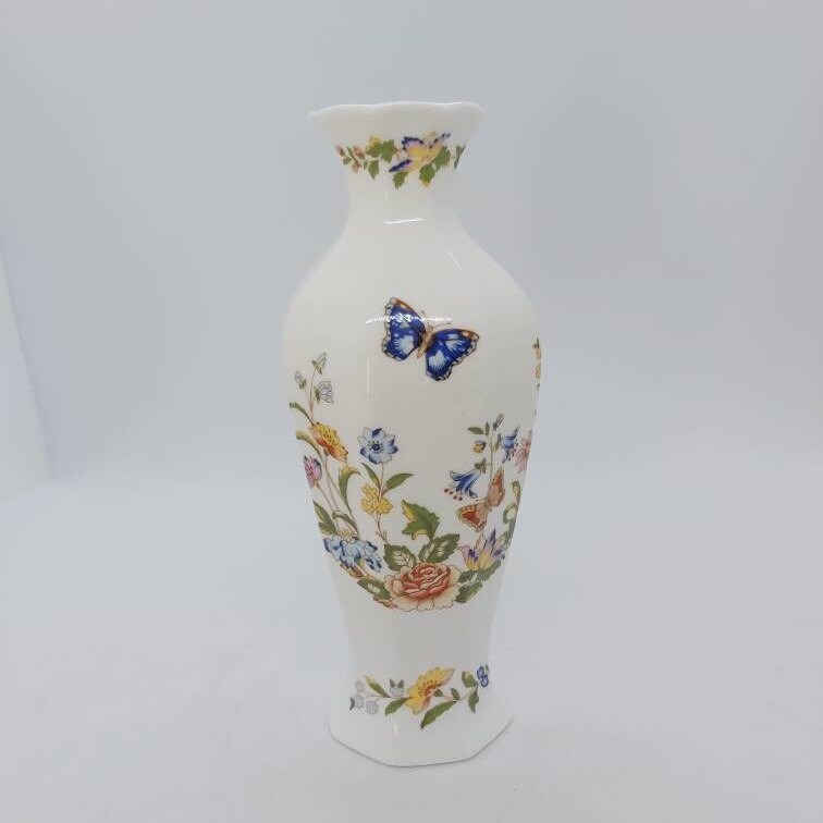 butterfly and floral pattern Aynsley China vase cottage garden collectible English fine bone china replacement piece vintage home decor