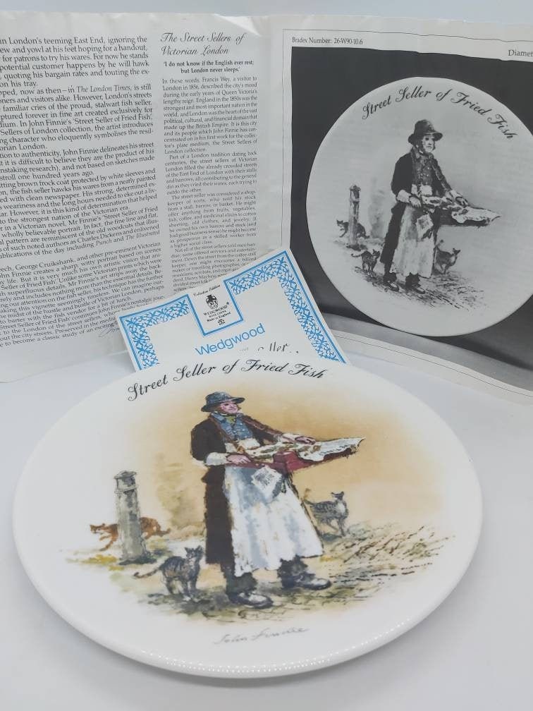 Wedgwood Street sellers plates by John Finnie Baked Potato man and Fried Fish.