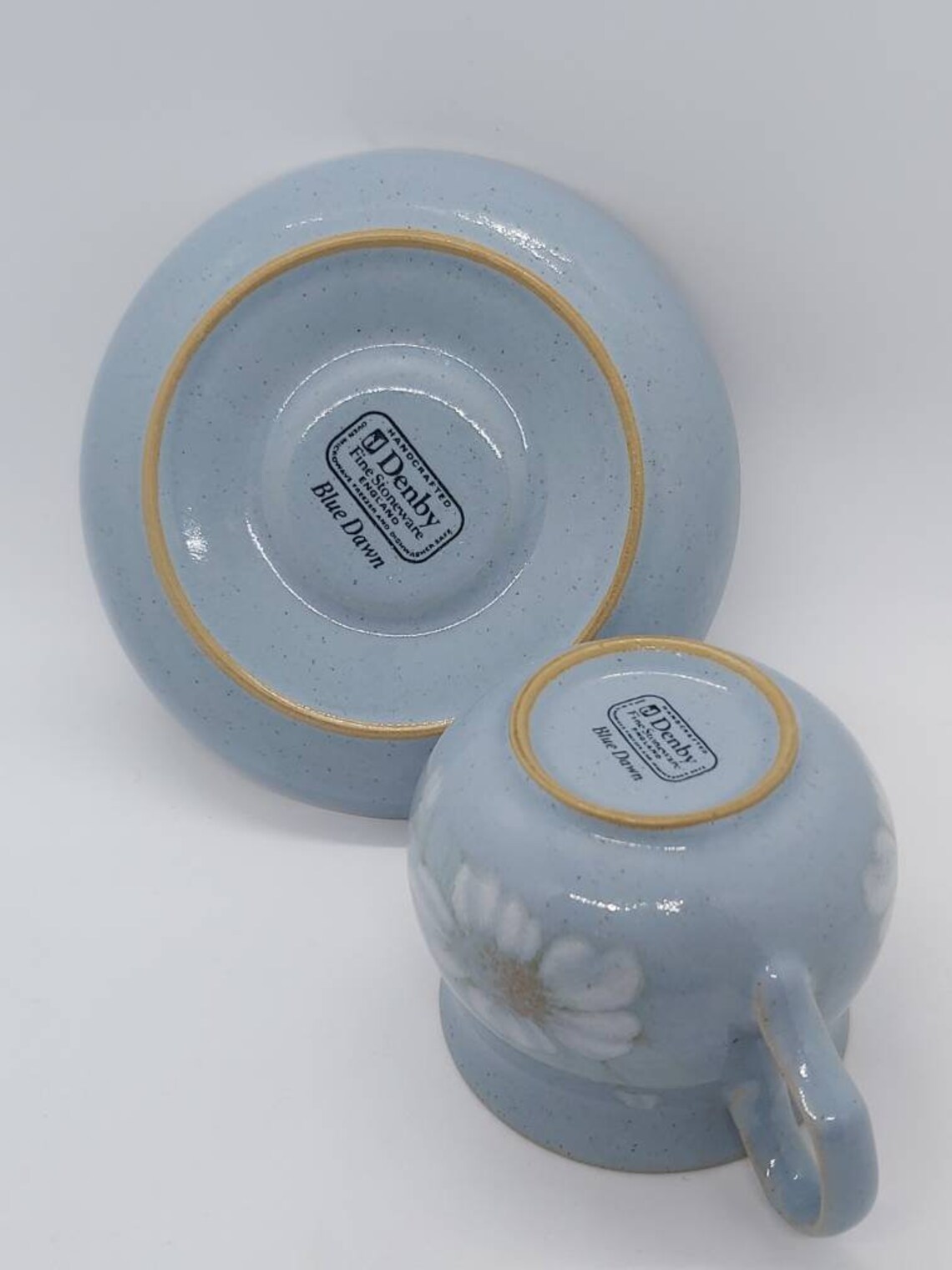 Denby pottery Denby Blue Dawn teacup and saucer vintage Etsy