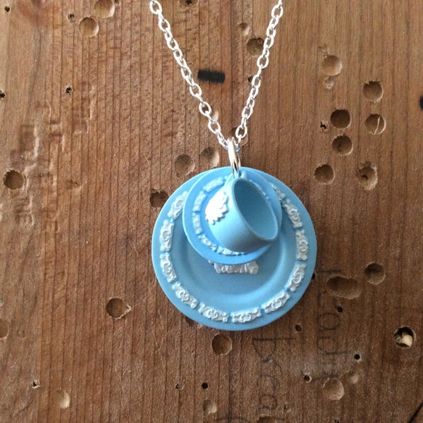 Wedgewood Inspired Tea Cup Necklace -- FREE SHIPPING