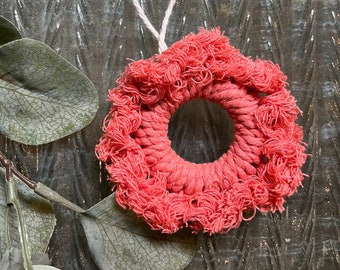 Pink Macrame Ornament, Macrame Christmas Ornament, Holiday Decor, Pink Christmas Tree Decorations