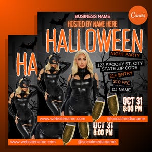 Bearbeitbarer Canva Halloween Party Flyer, Halloween-Party einladen, Instagram-Beiträge, Social-Media-Beitrag, Verkaufsflyer, Einladung zur Halloween-Party