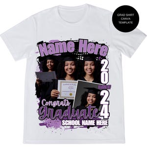 High school graduate template, editable Canva graduation tee template, grad shirt design, college grad shirts, class of graduation template