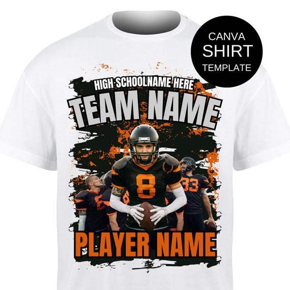 High School Football Shirt Template, Editable Canva Football