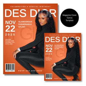 Editable Magazine Cover, Canva Magazine Cover Template, Magazine Party Invitation, Magazine Cover wall poster, Editable Magazine Template