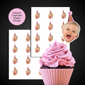 Kids custom face cupcake toppers, made to order birthday cupcake topper design only, downloadable and printable cupcake toppers pdf and png