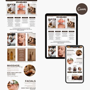 May include: A website for a spa and wellness centre. The website features images of facials, massages, and other spa services. The website also includes information about the spa's services, prices, and contact information. The text on the website says "SPA WELLNESS", "MASSAGE", "BOOK TODAY WITH OUR MASSAGE THERAPIST SAMANTHA HOPKINS", "FACIALS", "BOOK TODAY WITH OUR ESTHETICIAN", "REVIEWS", and "GET IN TOUCH".